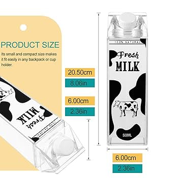 Acrylic Milk Bottle - Reusable Juice & Drink Bottle I Durable, Lightweight & Portable Water Bottle with Lid