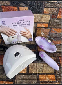 2 in 1 LED Nail Dryer & Electric Nail Kit – Manicure Lamp with 5 Attachment Heads