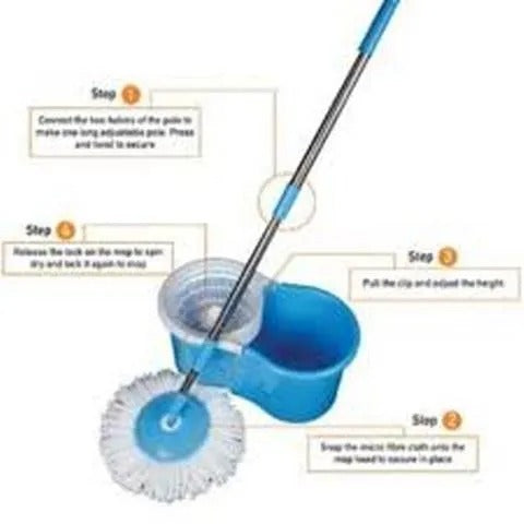 360° Rotating Microfiber Mop with Bucket – Deep-Cleaning Magic Spin Mop
