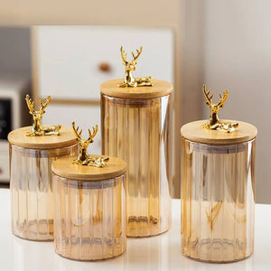 Deer Glass Storage Jar – Decorative Airtight Kitchen Container | Food, Snacks, Candy & Dry Storage Jar with Lid