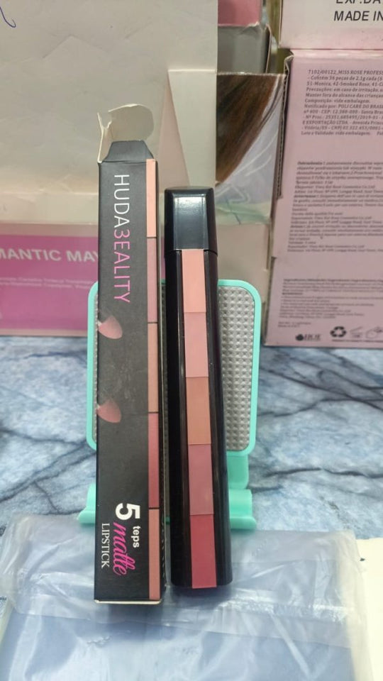 5 in 1 Huda Beauty Nude Shades Matte Lipstick Set – Long Lasting & Waterproof