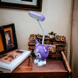 Cute Cartoon Character Table Lamp with Built-in Sharpener – USB Rechargeable Study Light for Kids