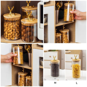 Deer Glass Storage Jar – Decorative Airtight Kitchen Container | Food, Snacks, Candy & Dry Storage Jar with Lid