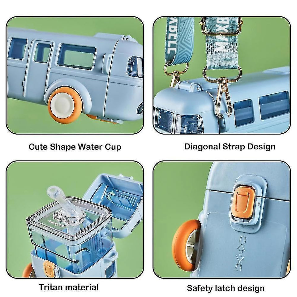 Bus Shape School Water Bottle With Strap 500 Ml (random Color)