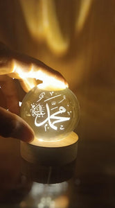 Islamic 3D Crystal LED Lamp – Allah, Muhammad & Kaaba♥️