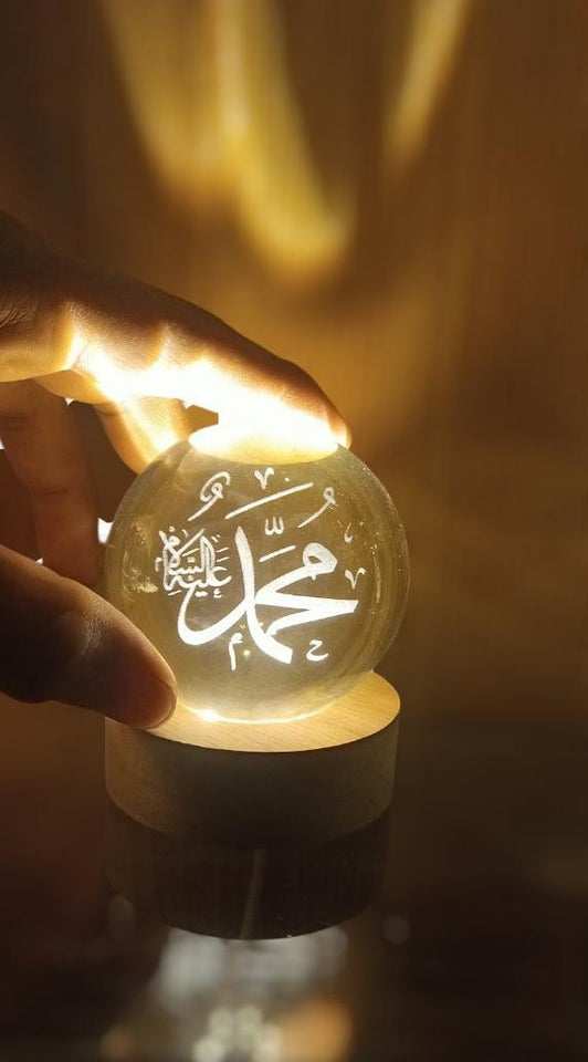 Islamic 3D Crystal LED Lamp – Allah, Muhammad & Kaaba♥️
