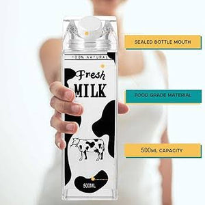 Acrylic Milk Bottle - Reusable Juice & Drink Bottle I Durable, Lightweight & Portable Water Bottle with Lid