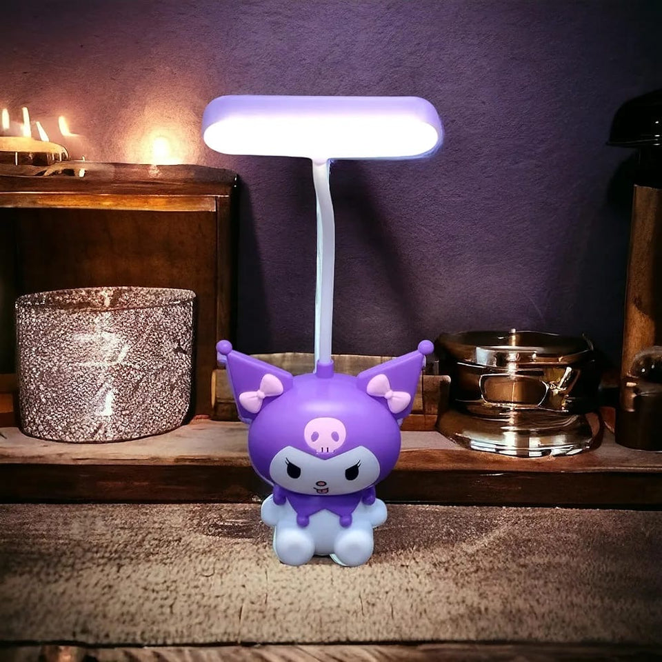 Cute Cartoon Character Table Lamp with Built-in Sharpener – USB Rechargeable Study Light for Kids