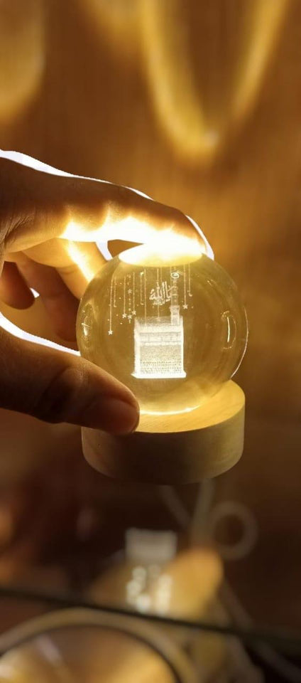 Islamic 3D Crystal LED Lamp – Allah, Muhammad & Kaaba♥️