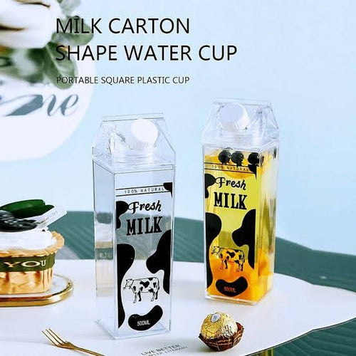 Acrylic Milk Bottle - Reusable Juice & Drink Bottle I Durable, Lightweight & Portable Water Bottle with Lid