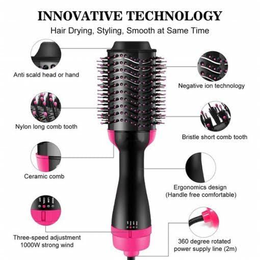 One Step Hair Dryer & Styler – Hot Air Brush for Fast Drying, Straightening & Volumizing