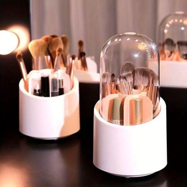 360° Rotating Makeup Brush Holder – Cosmetic Organizer Stand for Brushes, Lipsticks & Beauty Tools