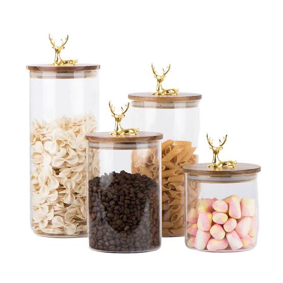 Deer Glass Storage Jar – Decorative Airtight Kitchen Container | Food, Snacks, Candy & Dry Storage Jar with Lid