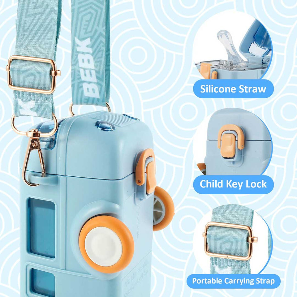 Bus Shape School Water Bottle With Strap 500 Ml (random Color)