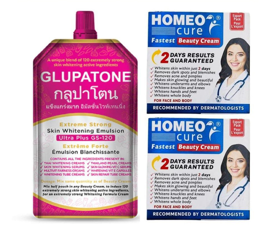 Pack of 3 – 2 Homeo Cure Beauty Creams & 1 Glupatone Cream for Radiant Skin