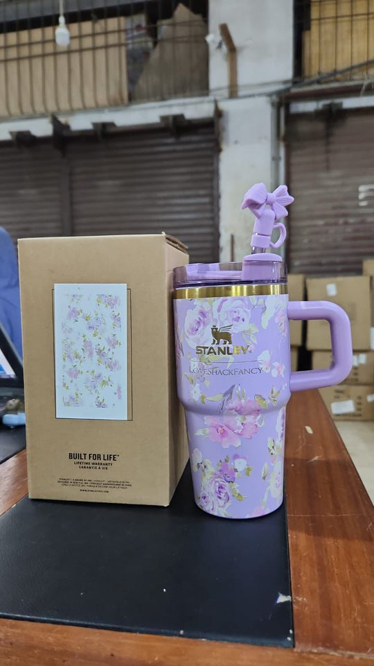 Stanley x LoveShackFancy Floral Tumbler – 40oz Insulated Stainless Steel Cup with Straw & Handle