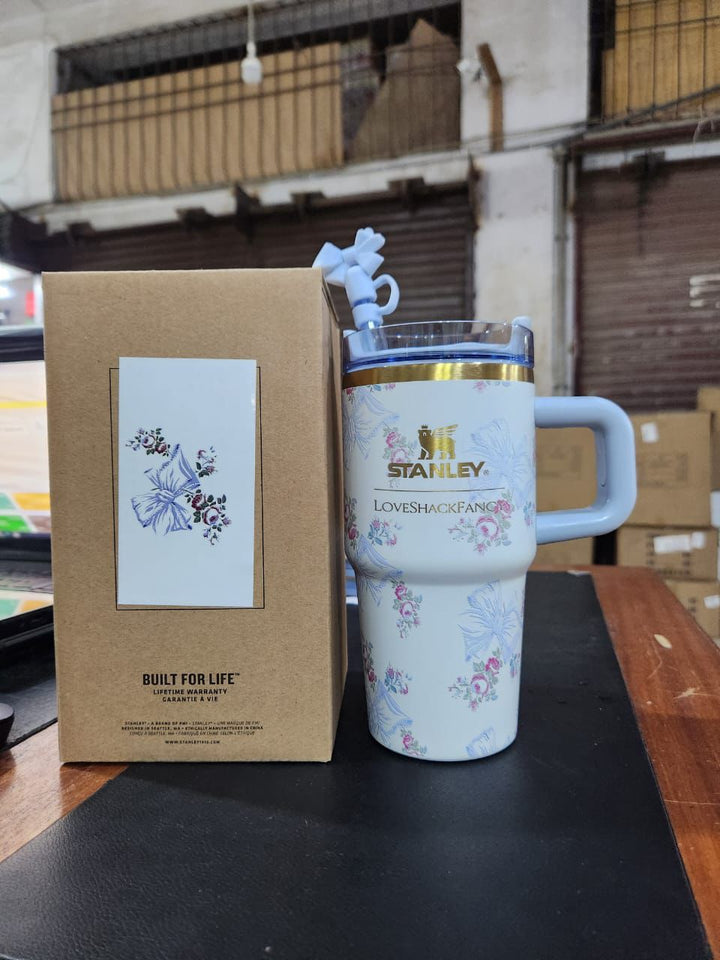 Stanley x LoveShackFancy Floral Tumbler – 40oz Insulated Stainless Steel Cup with Straw & Handle
