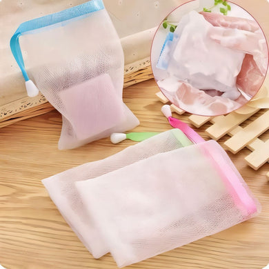 Pack of 3 Soap Net Mesh Pouches – Foaming Soap Saver Bags | Exfoliating Bath Pouch (Random Colors)