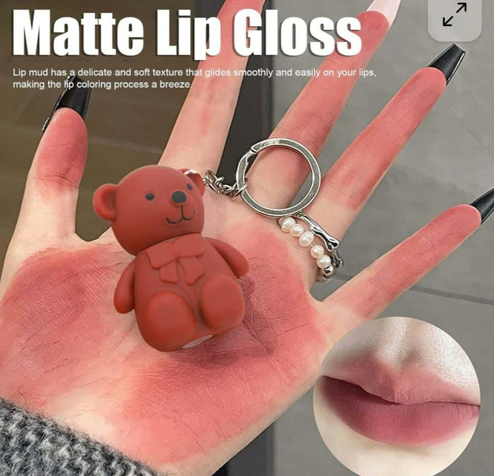 Bear Matte Lip Gloss Pack of 6 – Long-Lasting Waterproof Lip Colors | Cute Bear Design Lipstick Set