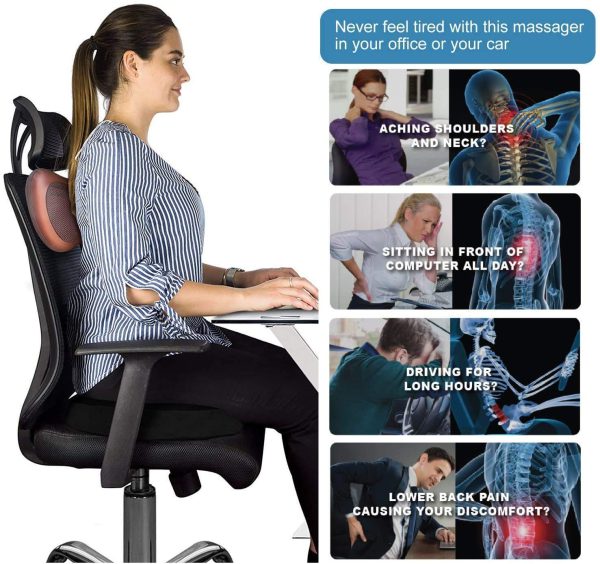 Car & Home Electric Massage Pillow – Heated Neck, Back, Shoulder & Waist Massager for Muscle Pain Relief