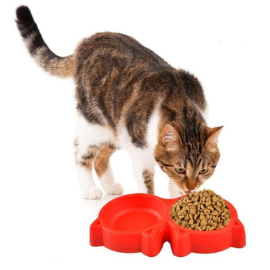 cat shaped food bowl

double pet food bowl

plastic feeding bowl

food and water bowl for cats

cute cat bowl

pet feeding accessories

non slip pet bowl

plastic cat dish

double compartment cat bowl

pet food water dish
