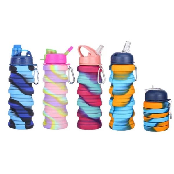 Expandable Silicone Sipper Water Bottle – 500ml Sports, Gym & Travel Bottle with Snap Hook