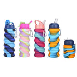 Expandable Silicone Sipper Water Bottle – 500ml Sports, Gym & Travel Bottle with Snap Hook