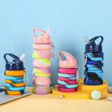 Expandable Silicone Sipper Water Bottle – 500ml Sports, Gym & Travel Bottle with Snap Hook