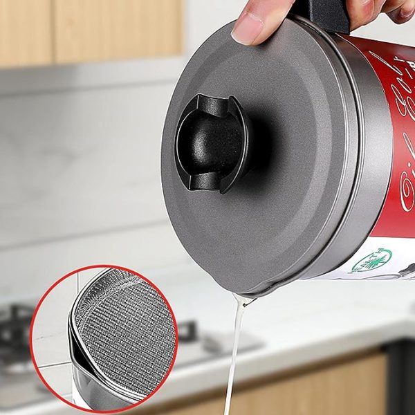 High Quality Carbon Steel Fryer Oil Filter Pot – Stainless Steel Storage Jug for Kitchen Cooking (Without Box)