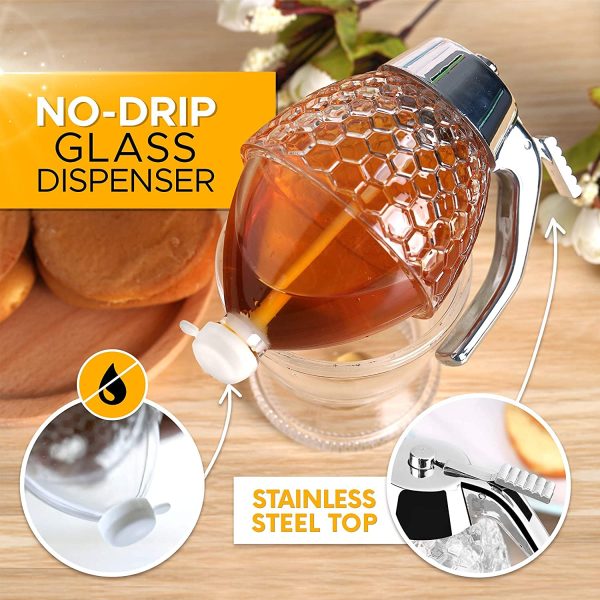 Honey Dispenser Syrup Pot Jar for Easy Storage and Dispensing – Ideal for Kitchen Use