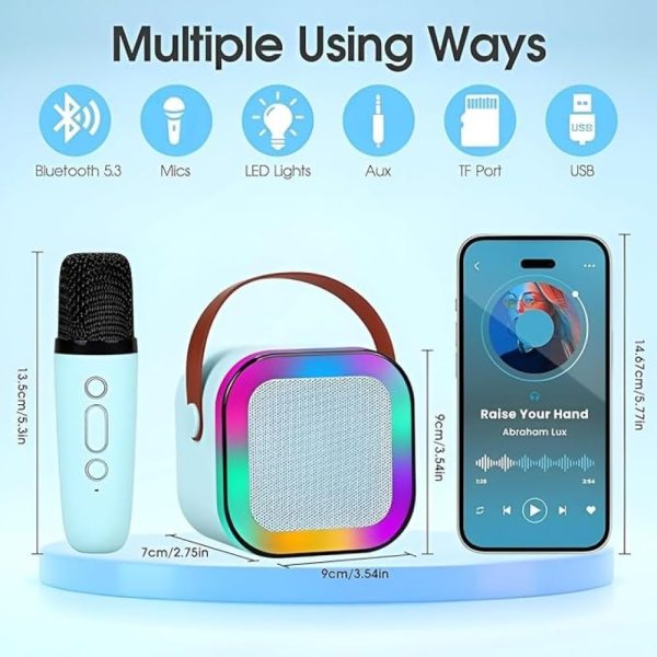 K12 Wireless Audio Microphone & Bluetooth Karaoke Speaker – Portable Stereo Speaker with Double Mic (Random Color)