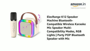 K12 Wireless Audio Microphone & Bluetooth Karaoke Speaker – Portable Stereo Speaker with Double Mic (Random Color)