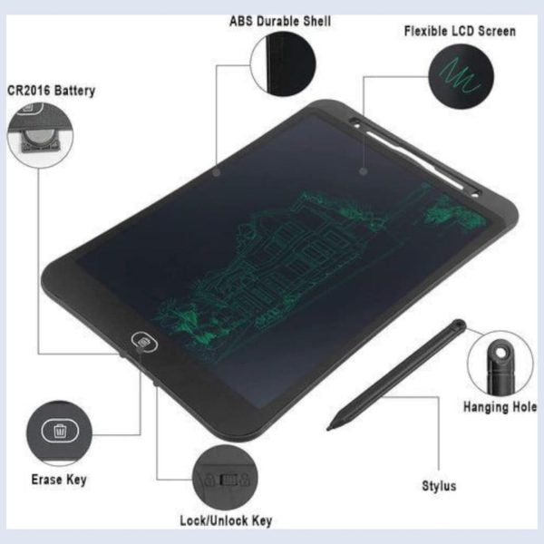 Pack of 2 LCD Writing Tablets for Kids – Reusable Digital Drawing Pads with Erasable Screen (Random Color)