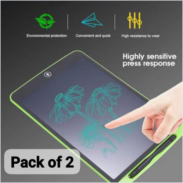 Pack of 2 LCD Writing Tablets for Kids – Reusable Digital Drawing Pads with Erasable Screen (Random Color)