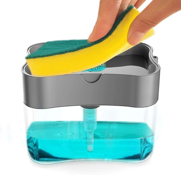 Soap Pump Dispenser with Sponge Holder – Kitchen Sink Liquid Soap Dispenser