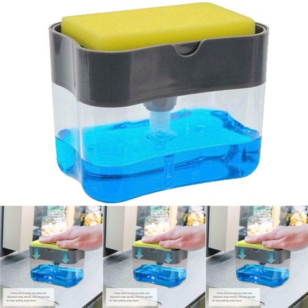 Soap Pump Dispenser with Sponge Holder – Kitchen Sink Liquid Soap Dispenser