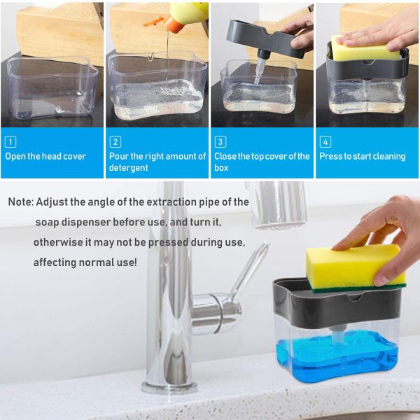 Soap Pump Dispenser with Sponge Holder – Kitchen Sink Liquid Soap Dispenser