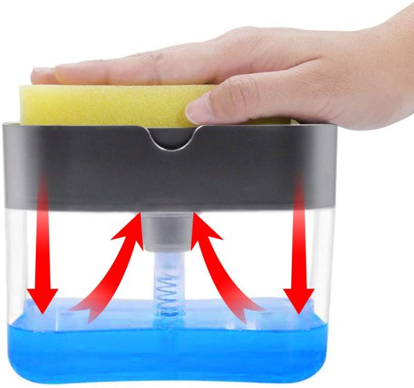 Soap Pump Dispenser with Sponge Holder – Kitchen Sink Liquid Soap Dispenser