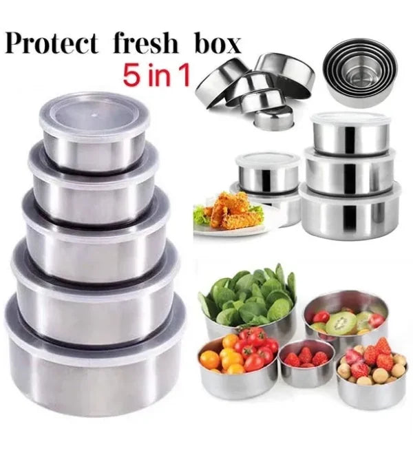 Stainless Steel Bowl Set of 5 – Food-Grade, Rust-Resistant Mixing & Serving Bowls
