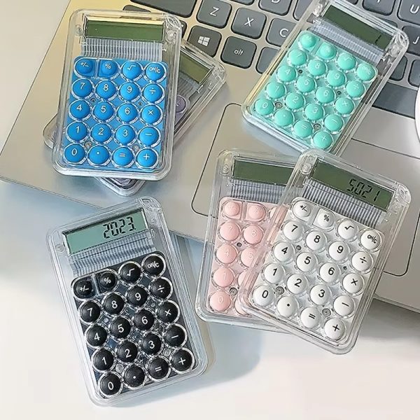 Student Calculator with LCD Display – Large Screen 8-Digit Handheld Calculator with Silicone Buttons (Random Color)