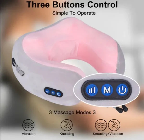U-Shaped Neck Massager Pillow – USB Rechargeable Portable Cervical & Shoulder Relaxation Cushion