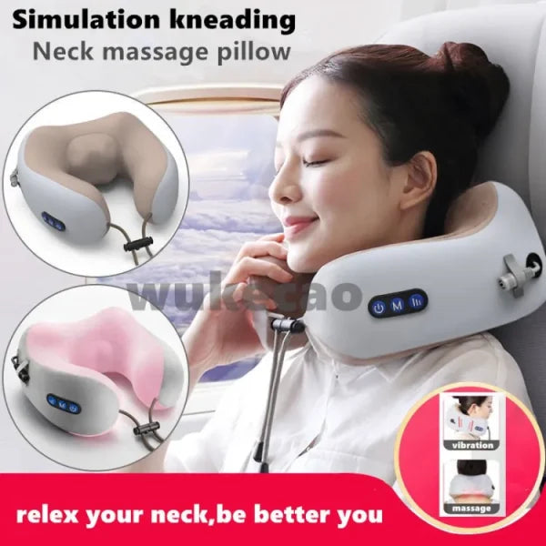 U-Shaped Neck Massager Pillow – USB Rechargeable Portable Cervical & Shoulder Relaxation Cushion