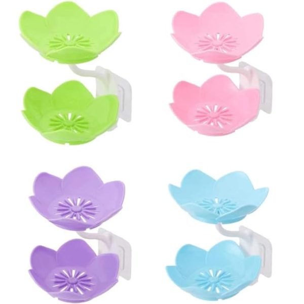 Wall Mounted Double Layer Lotus Flower Shaped Soap Holder – Bathroom Accessory (Random Color)