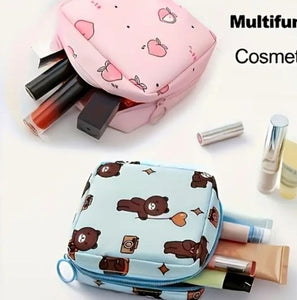 Women’s Portable Pouch & Cosmetic Bag – Sanitary Pads Storage Organizer / Makeup & Hygiene Bag (Random Design & Color)