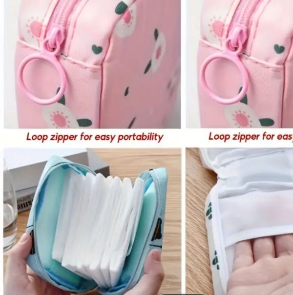 Women’s Portable Pouch & Cosmetic Bag – Sanitary Pads Storage Organizer / Makeup & Hygiene Bag (Random Design & Color)