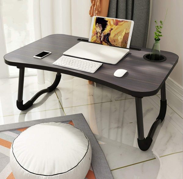 Wooden Foldable Laptop Table – Portable Bed Tray, Study Desk & Drawing Stand (Random Color)