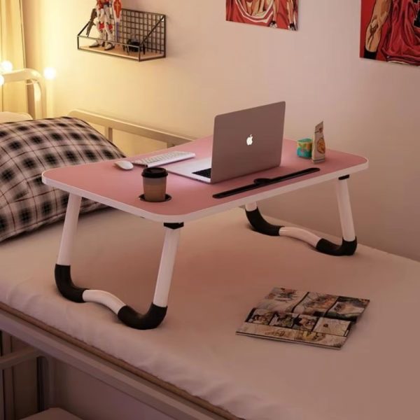 Wooden Foldable Laptop Table – Portable Bed Tray, Study Desk & Drawing Stand (Random Color)