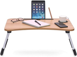 Wooden Foldable Laptop Table – Portable Bed Tray, Study Desk & Drawing Stand (Random Color)