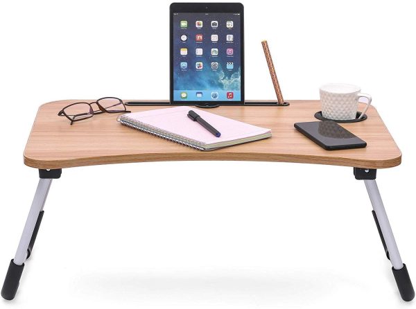 Wooden Foldable Laptop Table – Portable Bed Tray, Study Desk & Drawing Stand (Random Color)