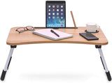 Wooden Foldable Laptop Table – Portable Bed Tray, Study Desk & Drawing Stand (Random Color)